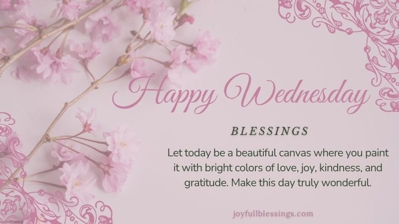 Beautiful Wednesday blessings with colorful background, promoting love, joy, and gratitude