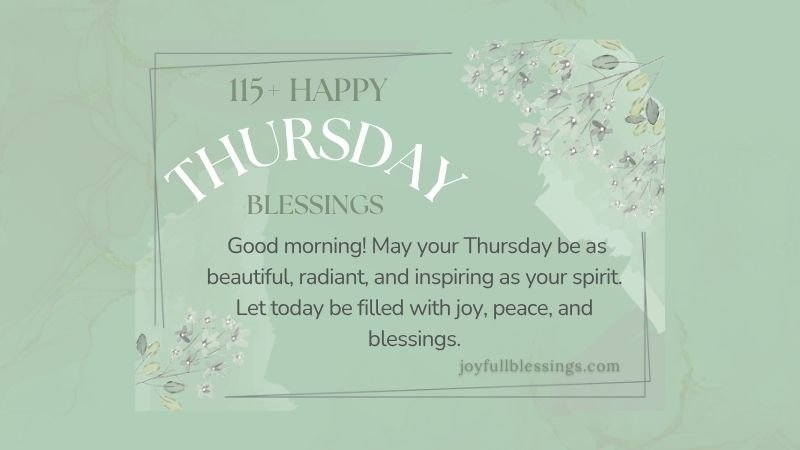 Good morning Thursday blessings with radiant sunrise, flowers, and joyful spiritual message
