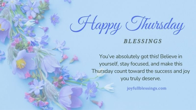 Inspirational Thursday blessings with motivational quote about strength, focus, and success