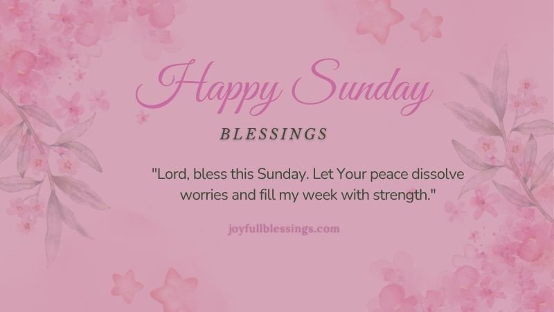 Sunday prayer for peace and strength over serene morning scenery with blue skies