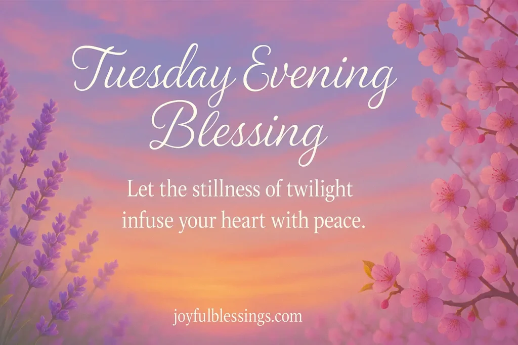 A peaceful sunset over quiet hills, symbolizing the calm and stillness of a Tuesday evening.