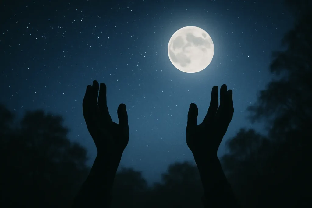 Trusting God’s peace with open hands in Tuesday night moonlight prayer